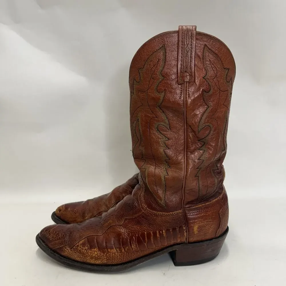 Vintage Lucchese 1883 Ostrich Leg Cowboy Boots “Brown”